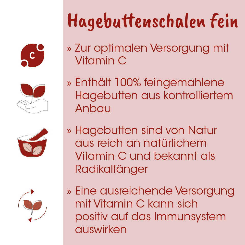 Vitamin C, Hagebuttenpulver, Hagebutten, Vitamin C Pulver, Hagebuttentee