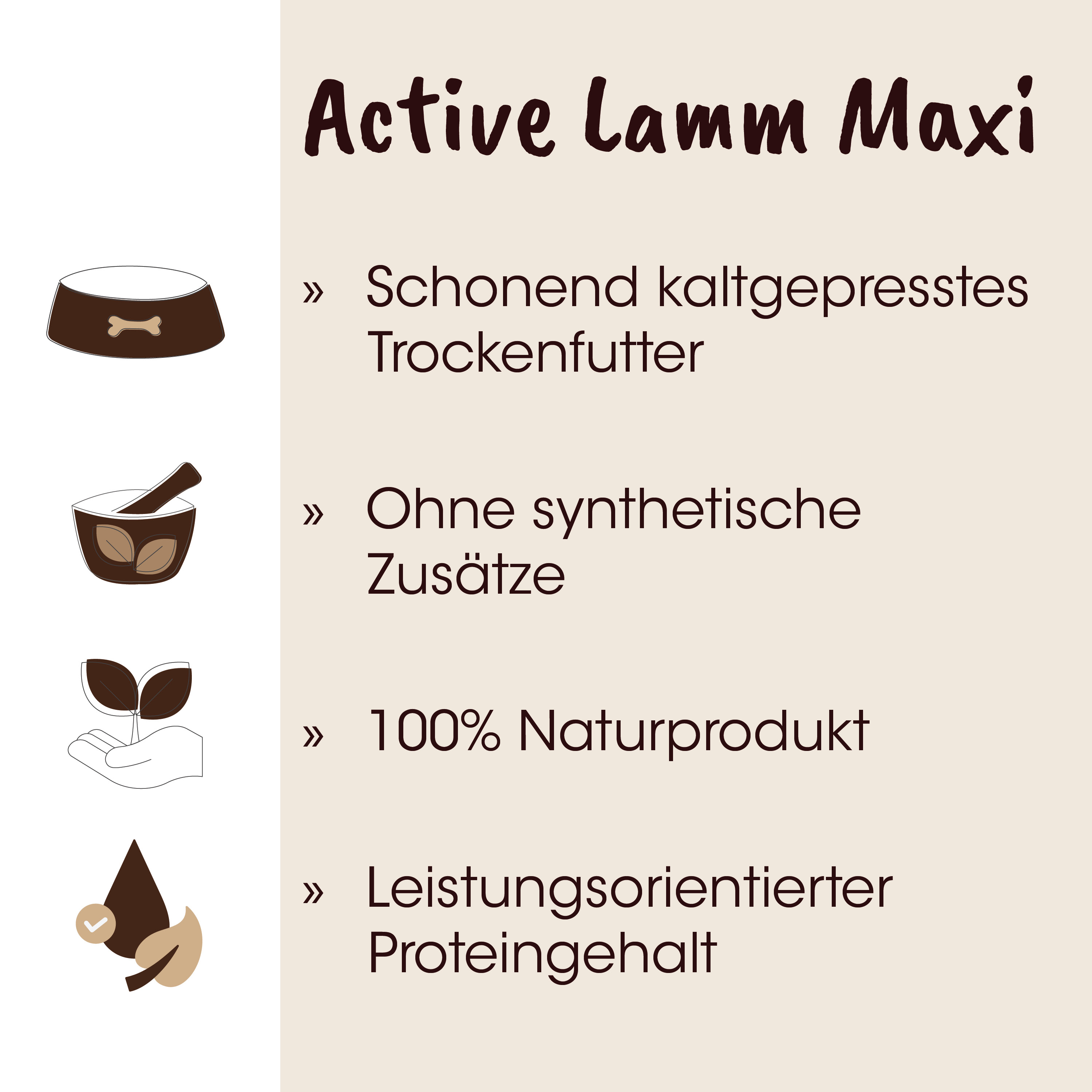 Naturalprodukt, Hundeschüssel, Tierfutter, Hände halten Pflanze, Proteinanteil