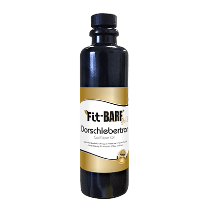 Olivenöl, dunkle Flasche, goldenes Label, Dorschlebertran, Fit-Bare Gold