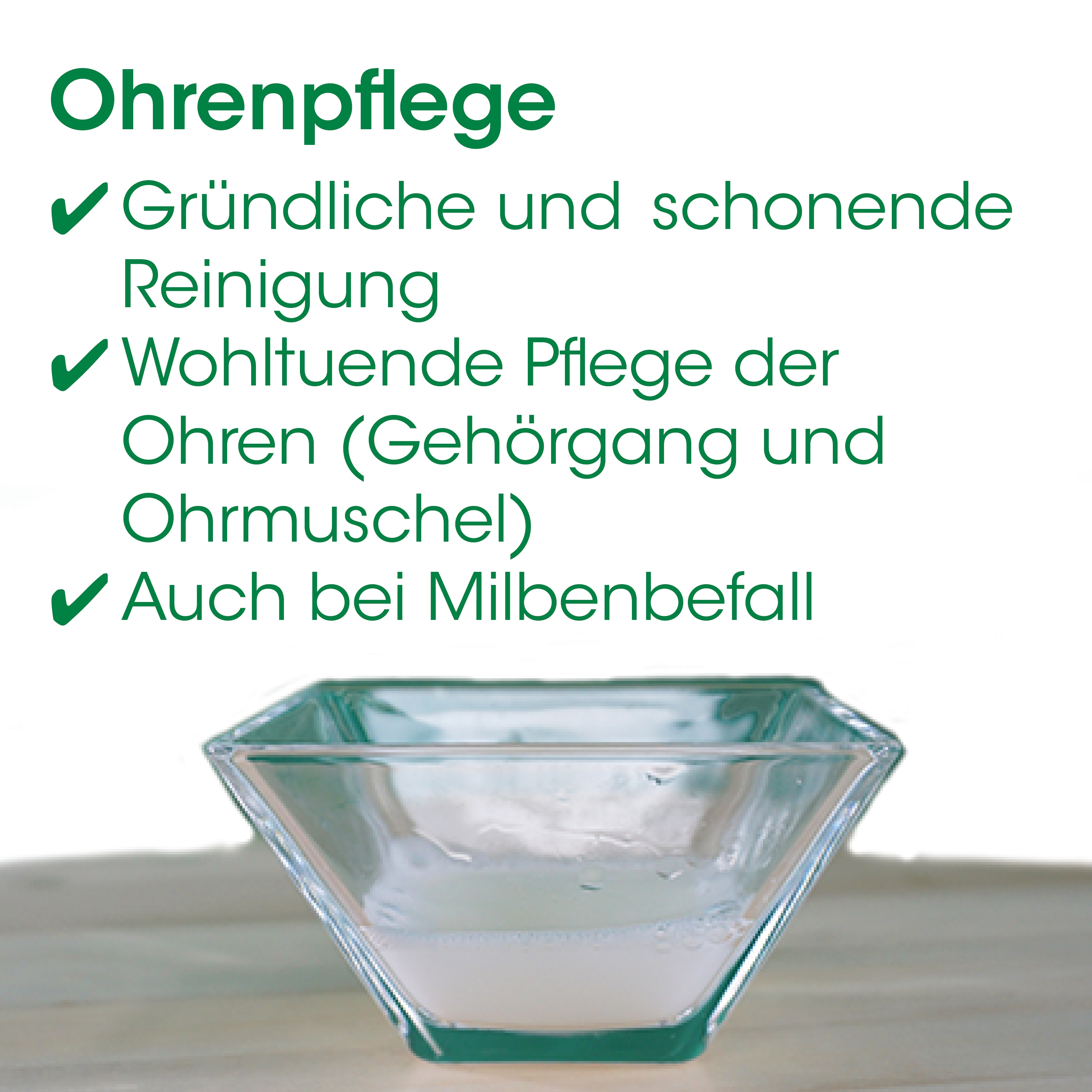Ohrenpflege, Glasform, Schalenform, Reinigung, Standbild