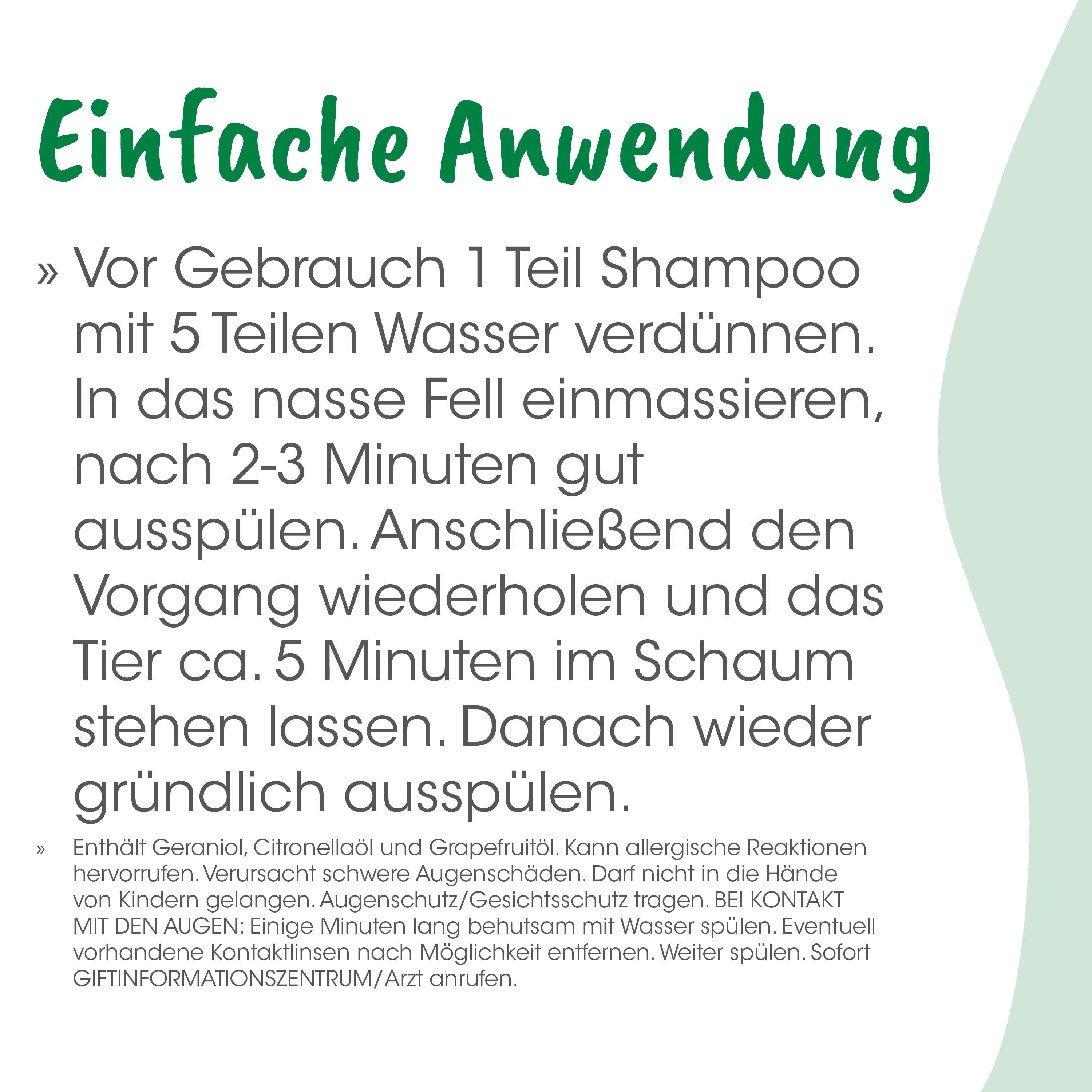Anleitung, Shampoo 1 Teil, Schauglas, Schamponieren?, Gebrauchsanweisung