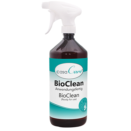 Reinigungsmittel, Sprühflasche, gebrauchsfertig, BioClean, türkises Etikett