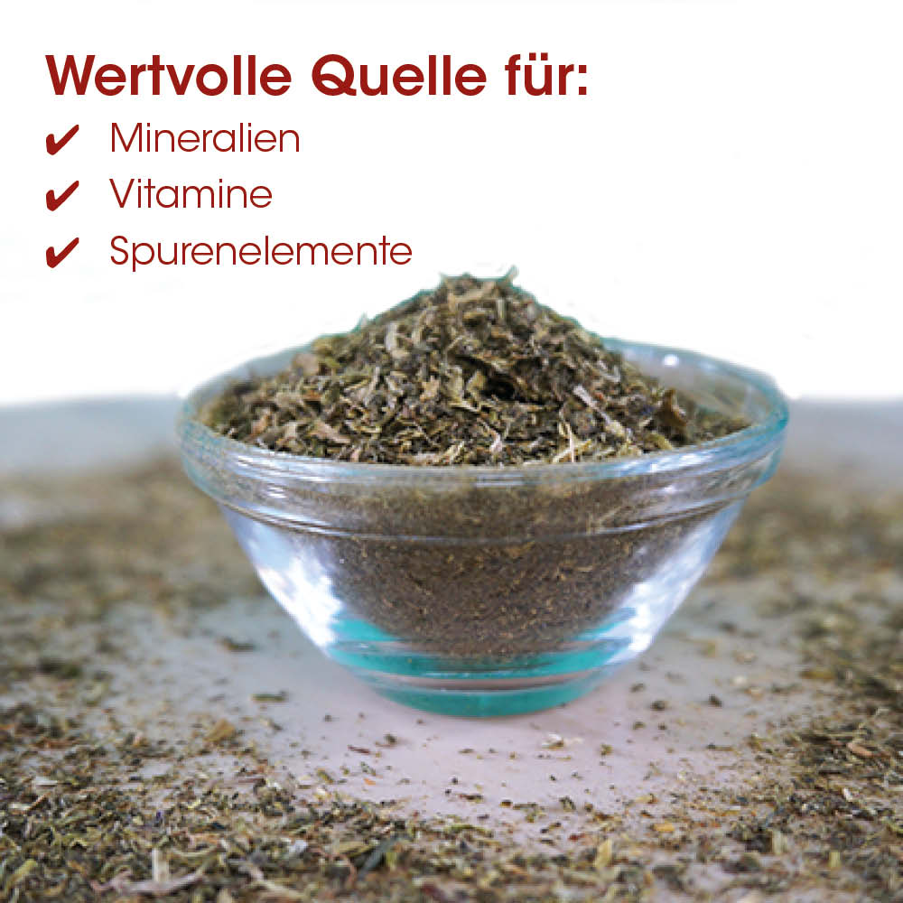 Kräuterpulver, Kräutertee, getrocknete Kräuter, Kräuter, Glasgefäß
