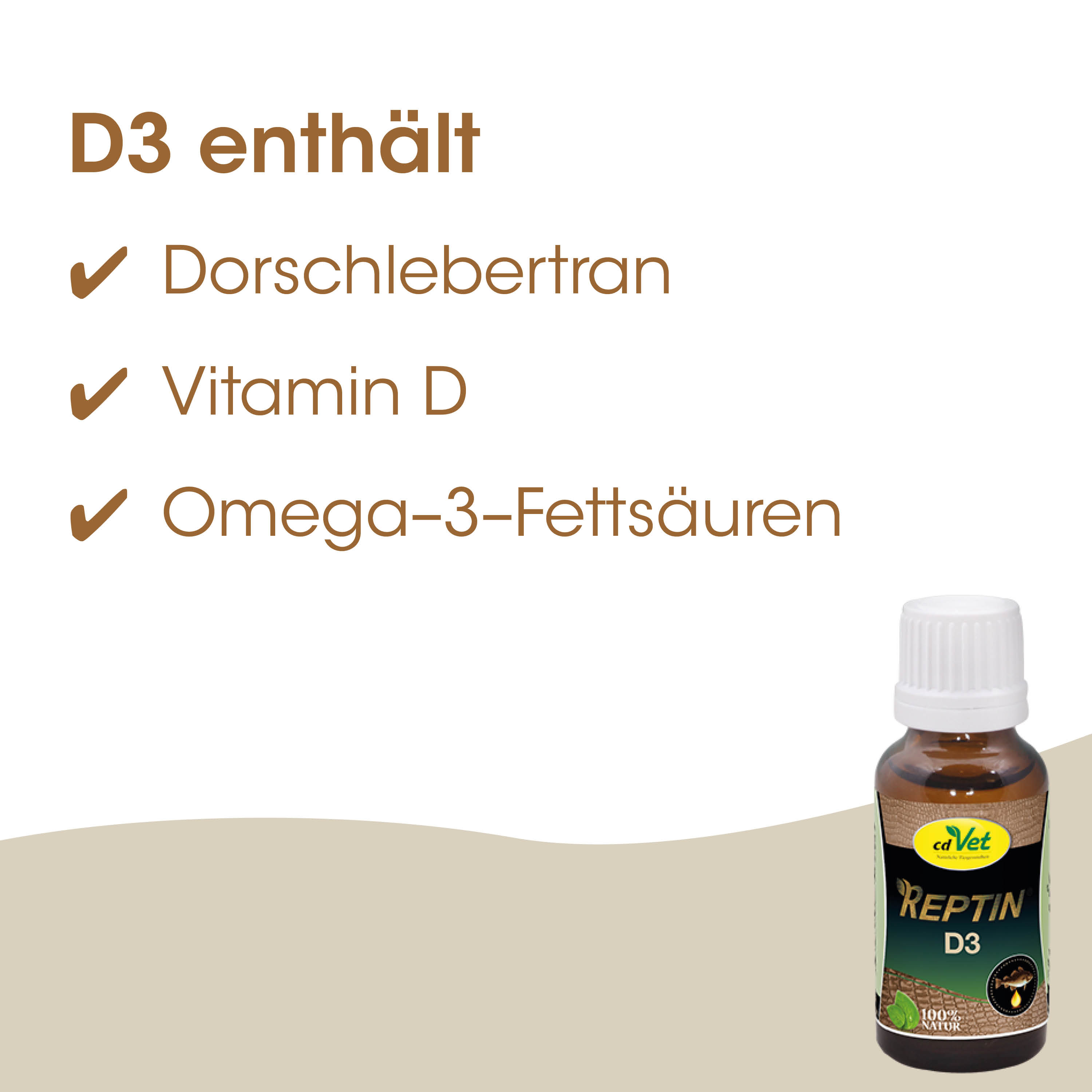 Dorschlebertran, Vitamin D, Omega-3-Fettsäuren, Reptin D3, Tropfen