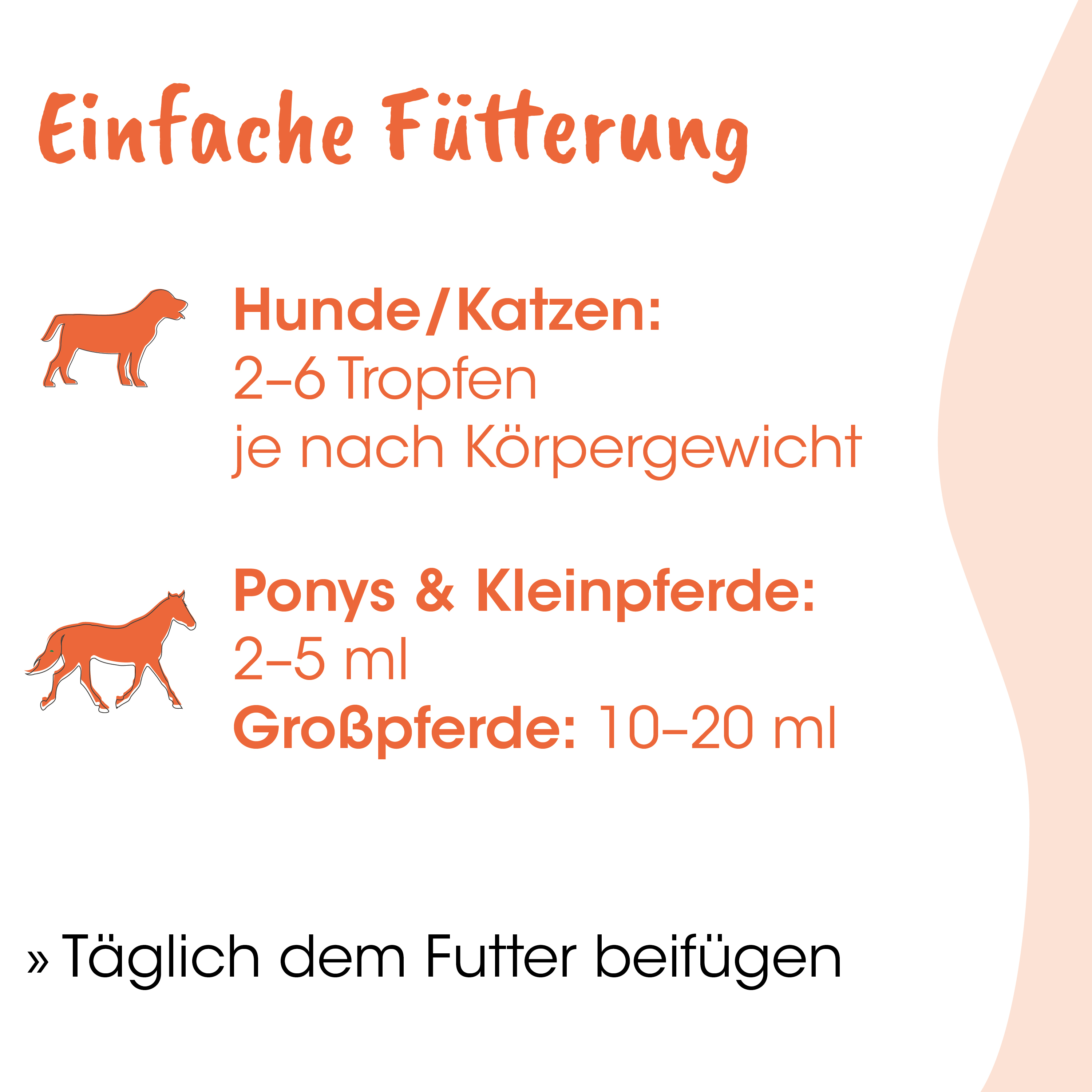 Hund, Katze, Tropfen, ml, Futterhinweis